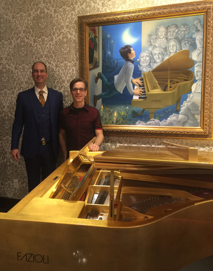 Manuel Bernaschek with Michael Abraham and gold leafed Fazioli piano