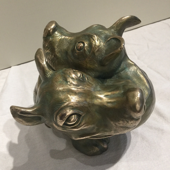 Bronze Sculpture 'Dog Eat Dog' by Michael Abraham