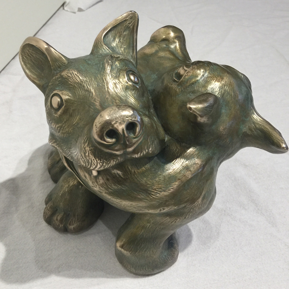 Bronze Sculpture 'Dog Eat Dog' by Michael Abraham