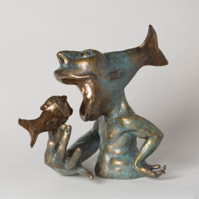 The Big Fish, Bronze Sculpture, Height: 16”, Width: 15”, Depth: 14” a