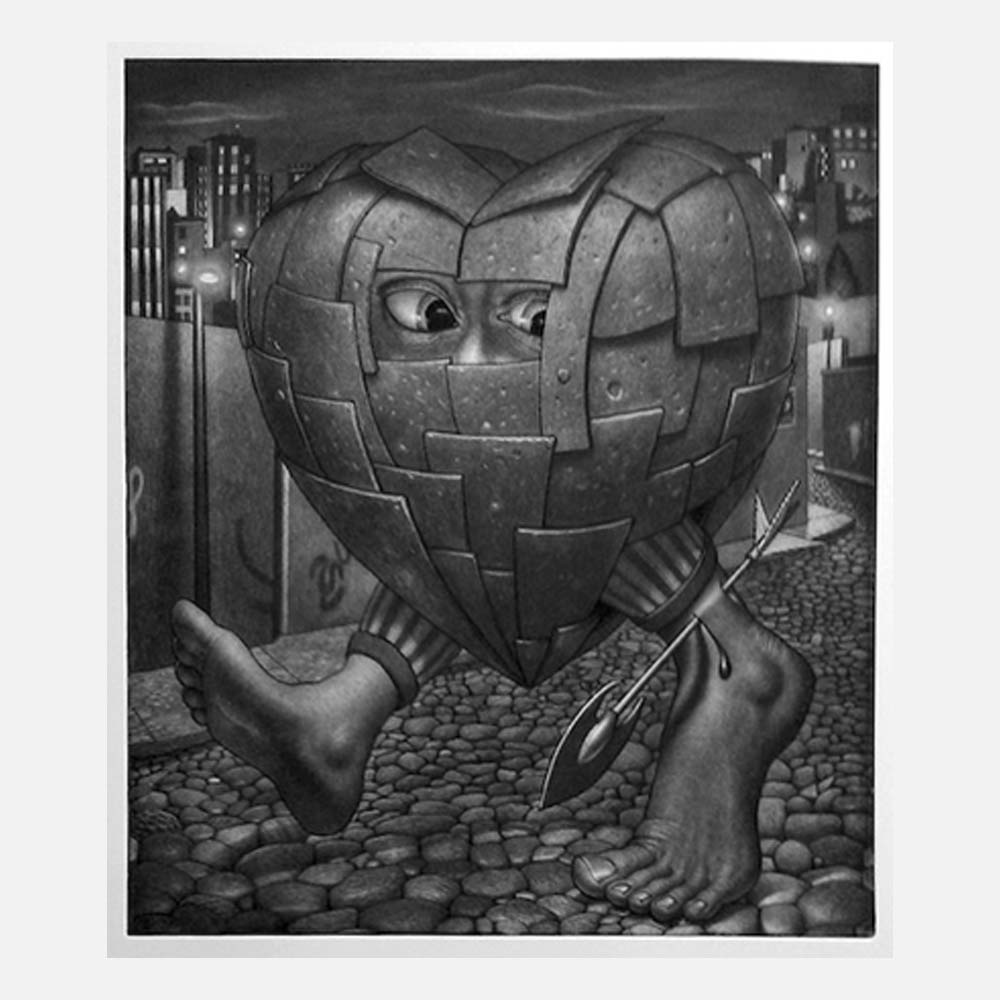 'Armoured Heart' Etching Michael Abraham